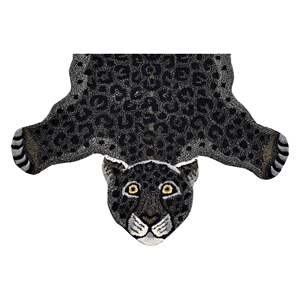 Tapis moderne en laine tuftée à la main, motif panthère noire, silhouette de léopard sauvage, tapis d'appoint doux 3D - Product Image 1