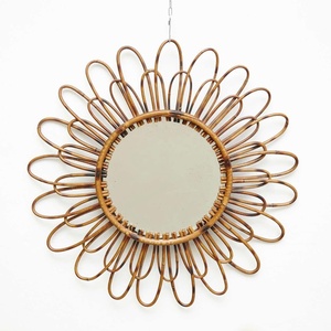 Decorative oval-<b>framed</b> <b>mirrors</b> leaf design rattan cane wall mounted <b>mirror</b> great deal for sale - Product Image 4