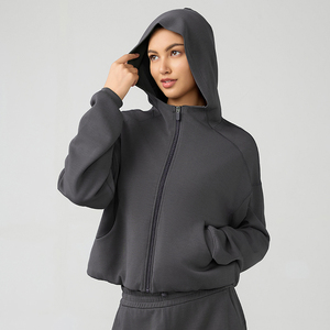 Sudadera con capucha y cremallera para mujer, corte holgado, nueva colección 2026, chaqueta deportiva informal para otoño e invierno, ropa para correr y gimnasio, top de entrenamiento, venta al por mayor - Product Image 3