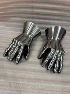 Gants d'armure en acier inoxydable plaqués argent, style médiéval, design gothique, artisanat métallique soudé personnalisé - Product Image 3