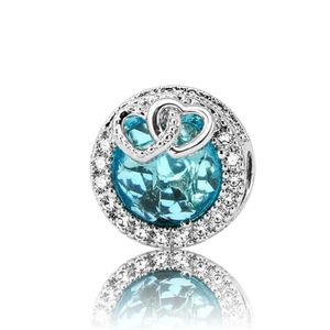 จี้รูปหัวใจคริสตัลสีฟ้าเงินสำหรับผู้หญิง ประดับลูกปัดกลมวิบวับ ใช้เป็นเครื่องประดับสำหรับสร้อยข้อมือ สร้อยคอ ของขวัญสั่งทำขายส่ง - Product Image 1