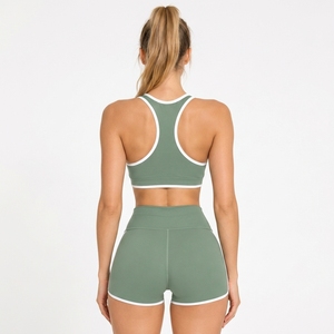 Ensemble de vêtements de yoga pour femmes, soutien-gorge dos nu et short de sport, ensemble de yoga personnalisé avec logo imprimé, ensemble de 2 pièces pour l'exercice - Product Image 4