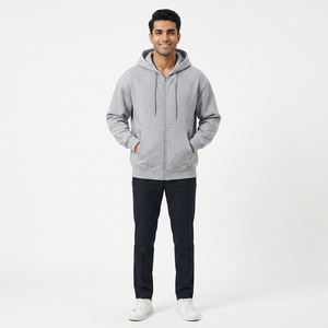 Sweat-shirts à capuche zippés pour hommes, respirants et légers, taille personnalisée - Nouveau style en gros, séchage rapide, brodés, pour l'automne - Product Image 1