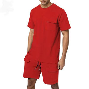 Ensemble de fitness décontracté pour homme, confortable et respirant, été, t-shirt à manches courtes + short de jogging, ensemble 2 pièces - Product Image 4