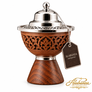 ALABANZA ENTERPRISES Brûleur à Bakhoor en bois écologique aromatique de luxe avec couvercle en métal doré, origine du Pradesh du Himachal, utilisation toute saison - Product Image 4