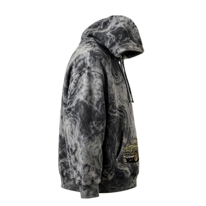 Sudadera con capucha de mármol lavado, estilo casual urbano, con bolsillo frontal tipo canguro, capucha con cordón y manga larga cortavientos - Product Image 4