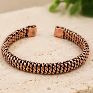 Brazalete de Cobre Hecho a Mano, Trenzado, Unisex, Ajustable, Joyería, Accesorio de Moda, Venta al por Mayor, Brazalete de Metal Personalizado, Regalo - Product Image 4
