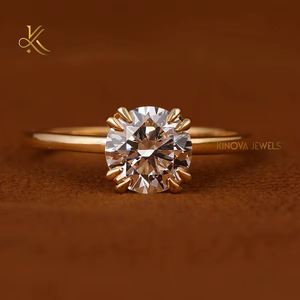 Bague de mariage en diamant de laboratoire de luxe plaqué or 14 carats, design classique, éclat étincelant, élégante, pour couple, bijou intemporel - Product Image 1