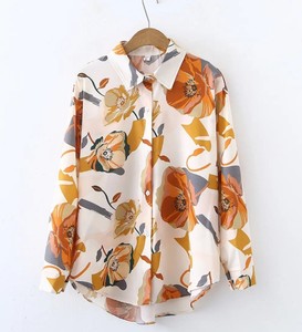 Nouvelle chemise décontractée élégante pour femme à manches longues, unie avec logo imprimé par transfert thermique sur le devant - Product Image 1