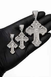 Colgante de Cruz Real de Moissanita de Lujo con Incrustaciones de Diamantes, Plata 925, Joyería Gótica Hip Hop sin Cadena - Product Image 6