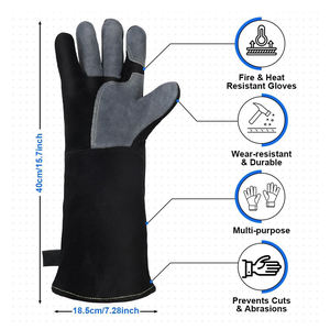 Gants de soudage tactiques en cuir de haute qualité, respirants et durables, de couleur unie, très tendance. - Product Image 2