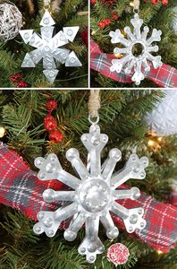 Ornement de Noël en métal argenté en forme de flocon de neige, fait main, décoration suspendue pour arbre de Noël, décoration d'hiver - Product Image 4
