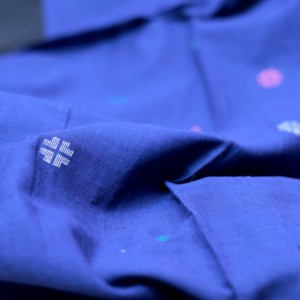 Tela de Algodón Jamdani Azul Tejida a Mano 100% Orgánica de Primera Calidad, Transpirable, 100GSM, Peso Medio, para Camisas de Niños y Niñas - Product Image 3