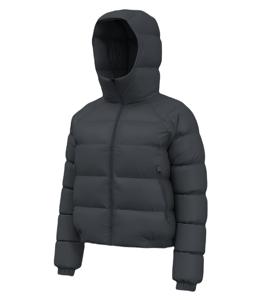 Veste matelassée à capuche noire pour homme, coupe-vent, fermeture éclair, coupe ajustée, décontractée, d'hiver, courte, 100 % polyester - Product Image 1