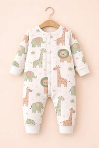 Combinaison bébé à manches longues en coton biologique de qualité supérieure |   Vêtements d'été décontractés, doux, respirants et à séchage rapide, respectueux de la peau - Product Image 2