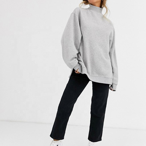 Sweat-shirt pour femmes en coton 100% à prix avantageux, coupe ample, ourlet fendu, col montant personnalisé de haute qualité, idéal pour l'hiver - Product Image 3