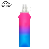 Bouteille d'eau souple pliable en silicone TPU sans BPA avec logo personnalisé OEM, anti-fuite, idéale pour la course à pied et les marathons