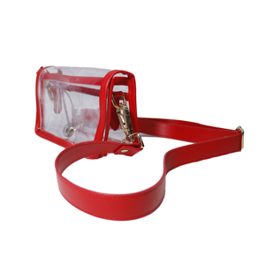 Bolso Bandolera Transparente de PVC para Mujer con Correa Roja Ajustable, Cierre Magnético, Bolso de Mano Ligero y Moderno - Product Image 3