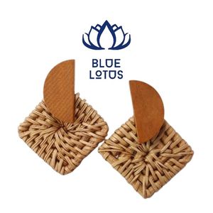AVAILABLE Stylish Handmade Rattan Earrings Sustainable Source Trendy Party Look - Product Image 1