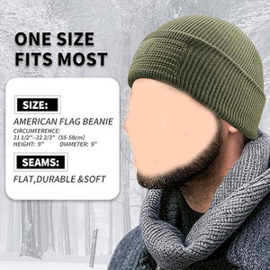 Watch <b>Cap</b> Style Warm Knit Skull <b>Cap</b> Durable Mens Beanies Tactical Beanie Hat American Flag Fleece <b>Winter</b> - Product Image 5