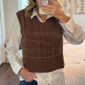 Vêtement décontracté Gilet court en tricot pour femme Vêtements tendance Gilet court en tricot pour femme en vente en ligne - Product Image 6