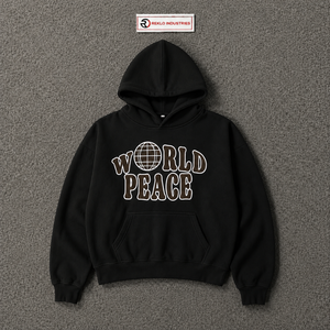 Sweat à capuche noir World Peace, coupe oversize, streetwear, pull à imprimé graphique, unisexe, décontracté, en molleton, mode urbaine - Product Image 5
