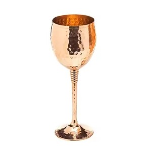 Gobelets à vin en cuivre de style vintage, faits à la main, à long pied, verres en métal résistants aux chocs, vaisselle décorative pour bar - Product Image 3