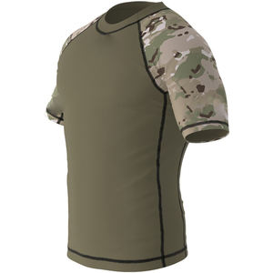 Camiseta de Compresión RYBIC SPORTS Unisex, Ajustada, Verde Oliva, para MMA, con Mangas de Camuflaje, Absorbe la Humedad, de Poliéster, para Artes Marciales - Product Image 4