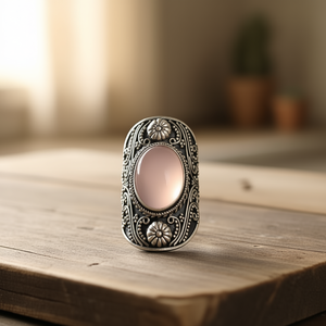 Designer 15.0 Grams Rose <b>Quartz</b> Fashion <b>Ring</b> - Product Image 3