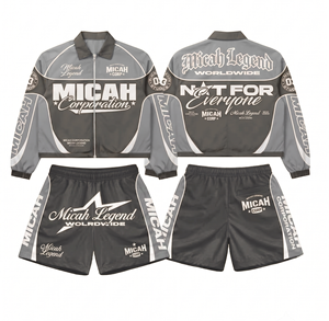 Customized <b>Track</b> <b>Suit</b> 2 1 Set Solid Lightweight Knitted Nylon Men's Summer Sport Heat-Transfer Printed Breathable Windproof - Product Image 6