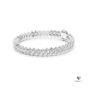 7.52 CT White <b>Gold</b> Emerald Cut Lab Grown Diamond Tennis Bracelet in 14K <b>Solid</b> <b>Gold</b> - Product Image 5