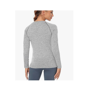 Women's Long Sleeve Crew Neck <b>Raglan</b> T-Shirt Solid Color Slim Fit Knitted Quick Dry Sporty <b>Top</b> All Seasons Gym T-shirt - Product Image 4