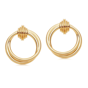 Pendientes de latón chapados en oro para mujer, aretes colgantes dorados de moda, joyería de lujo sin plomo, regalo para niñas de HF CRAFTS - Product Image 3