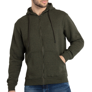 Men Winter Solid Color Zipper Hoodie with Side Pockets Plain Dyed 100% Cotton Streetwear Casual Wear Full Zipper <b>Opening</b> - Product Image 1