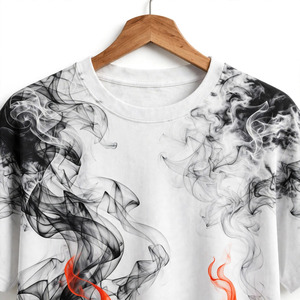 Men's Custom Color Oversized T-<b>Shirt</b> Short Sleeve O-Neck Digital Print <b>Flame</b> Pattern Streetwear Breathable 100% Polyester Jersey - Product Image 5