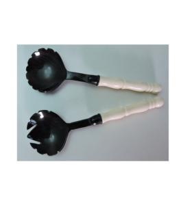 Juego de 2 servidores de ensalada de cuerno de diseño premium, cucharas de cuerno hechas a mano con cuerno natural de búfalo a precio de fábrica. - Product Image 3