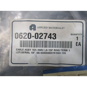 AMAT 0620-02743 CABLE ASSY 15A 208V L6-15P - Equipo y Piezas de Semiconductores de Confianza de Marca Global - Product Image 1