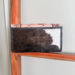 Portefeuille sculpté à la main à motif occidental Pochette portefeuille élégant en cuir véritable en fourrure de vachette Multi utilisations portefeuilles en cuir occidental - Product Image 4
