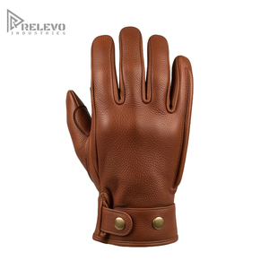 OEM Custom Cognac Brown Cowhide Leather Motorbike Gloves, Heavy Grain Leather Concealed Protection Dual Brass Snap Closure - Product Image 1