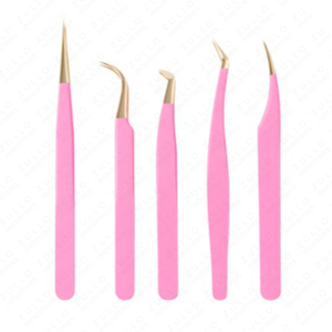 Professional Pink Stainless Steel Eyelash Tweezers Set of 5 Wholesale Price Custom Logo Volume Lash Extension <b>Tools</b> - Product Image 6