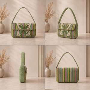 Handmade Luxury Saddle Shape Glass Beaded Embroidered Handbag for Women Cover Waterproof <b>Nylon</b> Lining Valentine's Day Gift 1L - Product Image 5