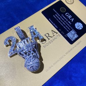 จี้บาสเก็ตบอลเพชรโมอิสซาไนต์ VVS แบบสั่งทำพิเศษ เงินแท้ 925 จี้ฮิปฮอป เครื่องประดับแฟชั่นสำหรับผู้ชายและผู้หญิง - Product Image 2