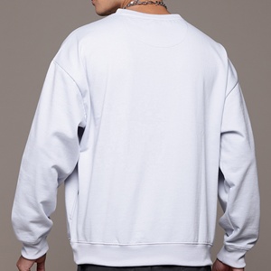 <b>Mens</b> Blank <b>Sweatshirt</b> <b>White</b> French Terry Side Pockets Drop Shoulder Crewneck Pullover Manufacturer - Product Image 2