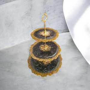 3 Tier Resin Dessert Stand | Handmade Epoxy Resin Serving Tray | Elegant Gold Black <b>Cake</b> Stand | Party Decor | Handmade <b>gift</b> - Product Image 4