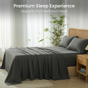 Luxury 100% Bamboo Fiber Bedding Set Modern Solid Color Breathable Wrinkle Resistant Fade Resistant <b>Flat</b> <b>Fitted</b> <b>Sheet</b> Sets - Product Image 3