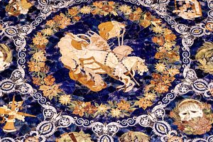 Mesa de Centro Moderna Hecha a Mano con Incrustaciones de Lapislázuli y Mármol, Ecológica, para Decoración de Hogar, Hotel o Aniversario - Product Image 2