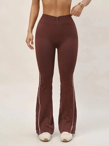 Custom OEM Women Solid Wide Leg Lounge Pants Buttery Soft <b>Flare</b> <b>Leggings</b> High Rise Gym Trousers Breathable Eco-Friendly Tummy - Product Image 1