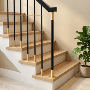Sistema de barandillas de hierro y latón de primera calidad, pasamanos decorativos de metal antiguo para renovación de escaleras en el hogar. - Product Image 4