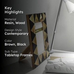 Curio Craft Modern MDF Bone Eco-Friendly Photo <b>Frame</b> Rectangle Vertical Handmade Tabletop Decorative <b>Picture</b> <b>Frame</b> Black Gold - Product Image 6