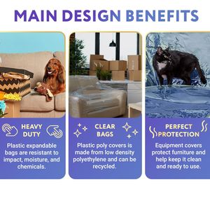 ชุดคลุมเฟอร์นิเจอร์พลาสติกใสขนาด1ล้านแผ่นบางเฉียบขนาด250-28x17x61สำหรับดูแลบ้านและใช้งานในอุตสาหกรรม - Product Image 3